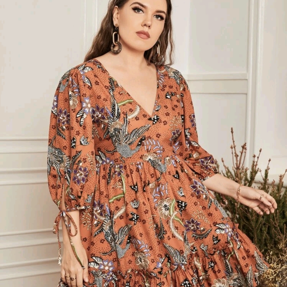 Orange Floral dress from SHEIN sz 16 or 2x